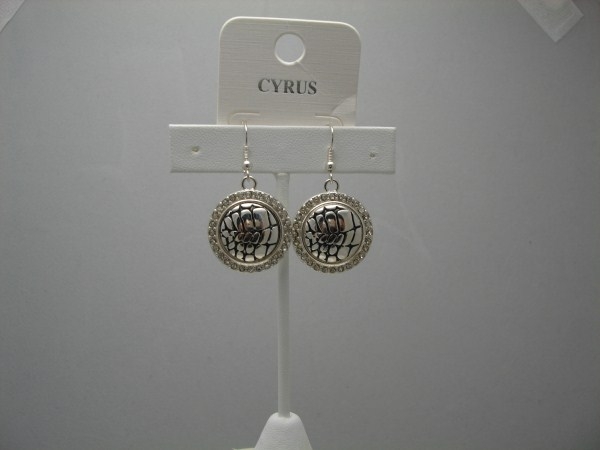 Silver Tone Earrings W/ Crystal Stone
